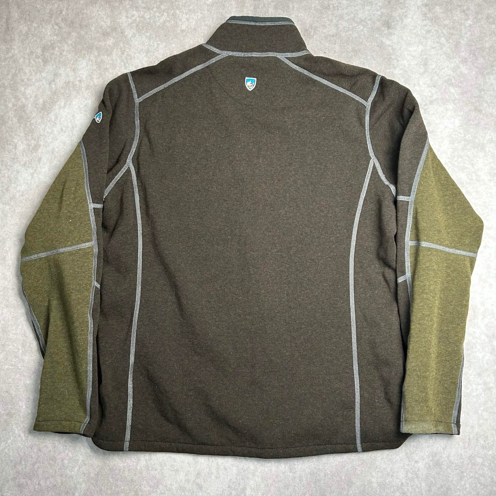 Kuhl Mens Kashmira Quarter Zip Fleece Pullover Brown Olive Green Large - Picture 3 of 6